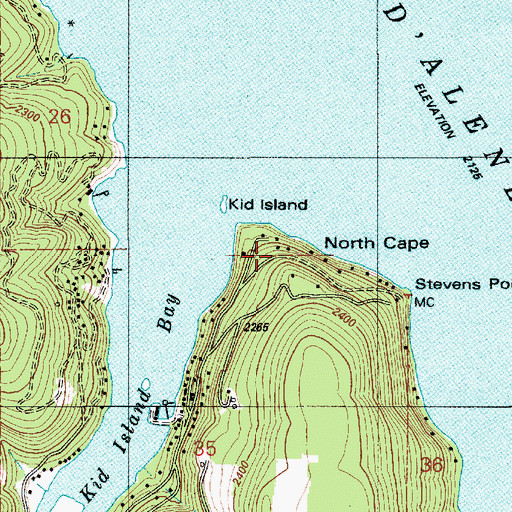 Topographic Map of North Cape, ID