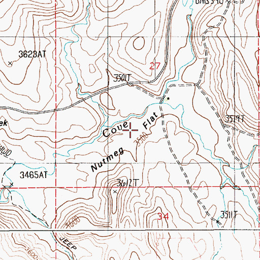 Topographic Map of Nutmeg Flat, ID