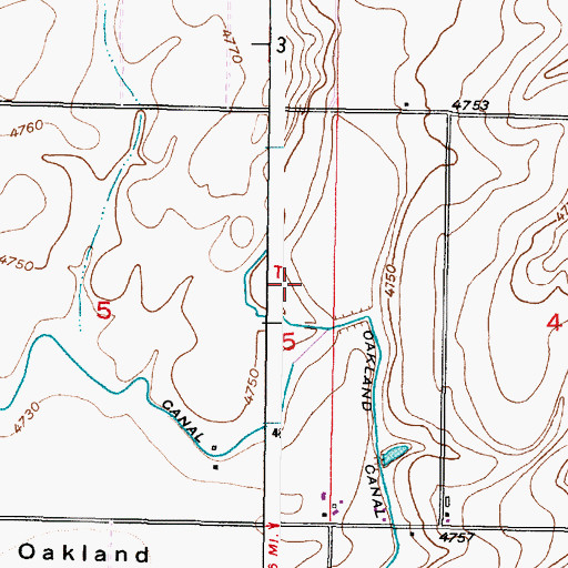 Topographic Map of Oakland Canal, ID