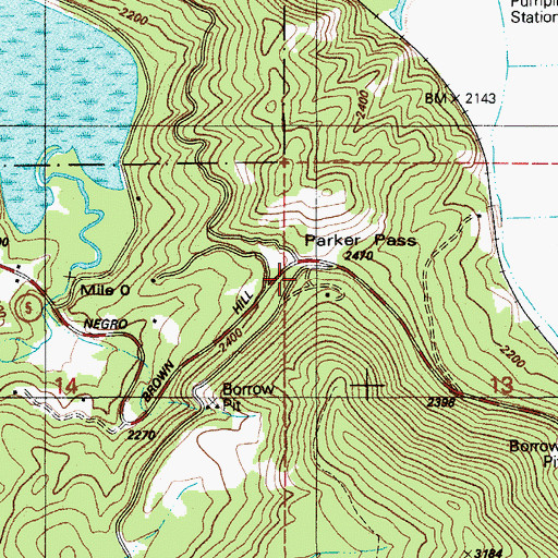 Topographic Map of Parker Pass, ID