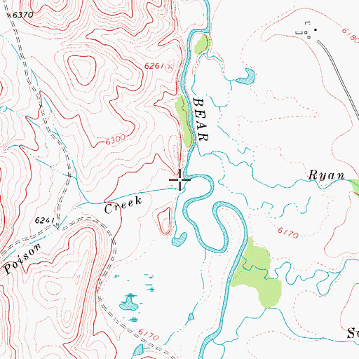 Topographic Map of Poison Creek, WY
