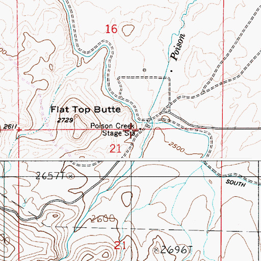 Topographic Map of Poison Creek Stage Station, ID