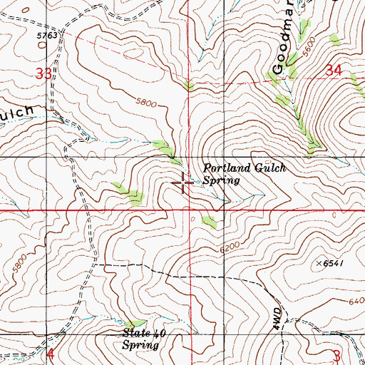 Topographic Map of Portland Gulch Spring, ID