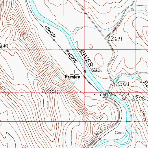 Topographic Map of Presley, ID