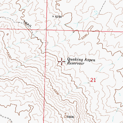 Topographic Map of Quaking Aspen Reservoir, ID