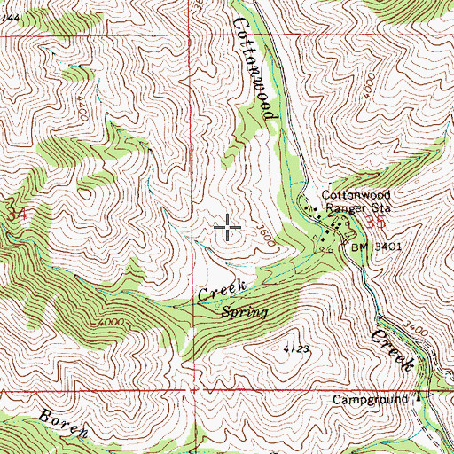 Topographic Map of Ranger Creek, ID