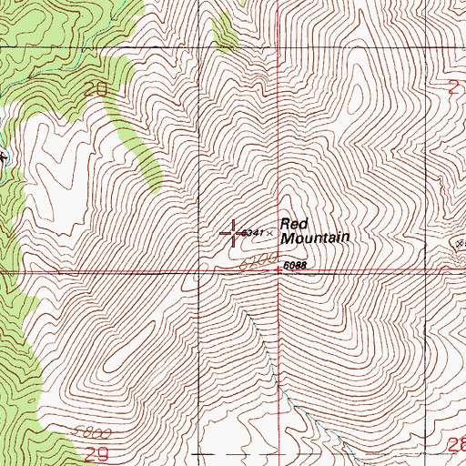 Topographic Map of Red Mountain, ID
