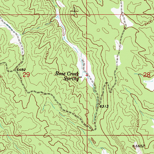 Topographic Map of Rose Creek Spring, ID