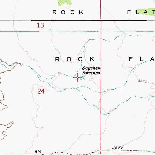 Topographic Map of Sagehen Springs, ID