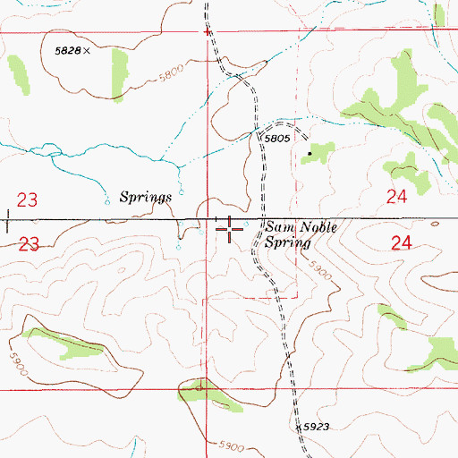 Topographic Map of Sam Noble Spring, ID