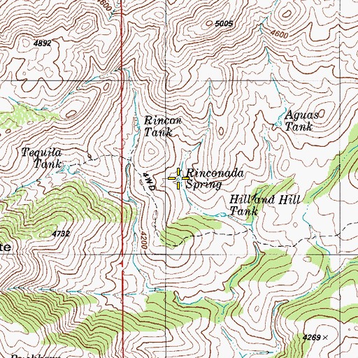 Topographic Map of Rinconada Spring, AZ