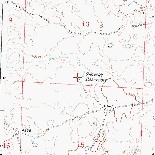 Topographic Map of Schrike Reservoir, ID