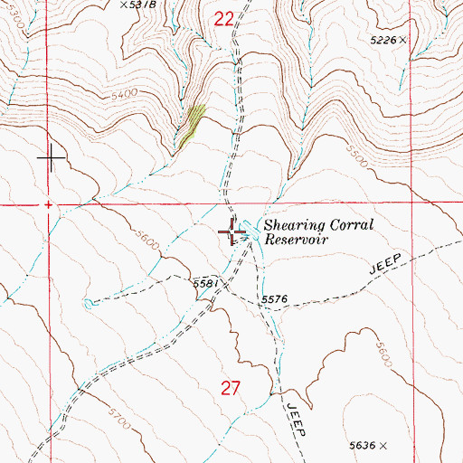 Topographic Map of Shearing Corral Reservoir, ID