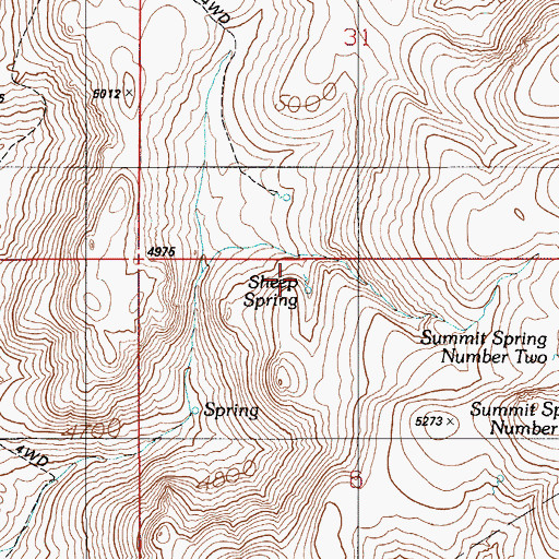 Topographic Map of Sheep Spring, ID