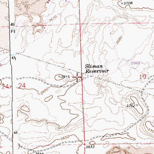 Topographic Map of Sliman Reservoir, ID