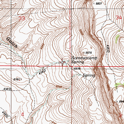Topographic Map of Sommercamp Spring, ID