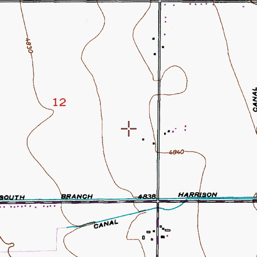 Topographic Map of South Branch Harrison Canal, ID