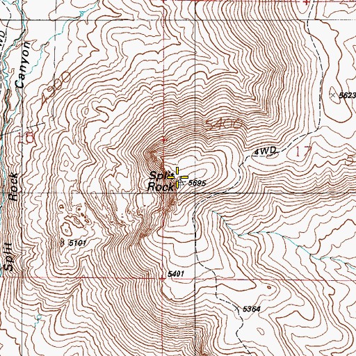 Topographic Map of Split Rock, ID