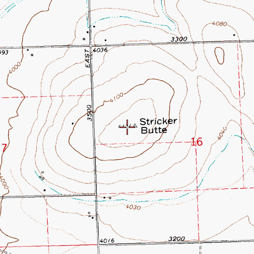 Topographic Map of Stricker Butte, ID
