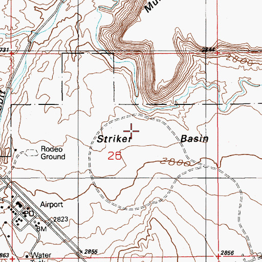 Topographic Map of Striker Basin, ID