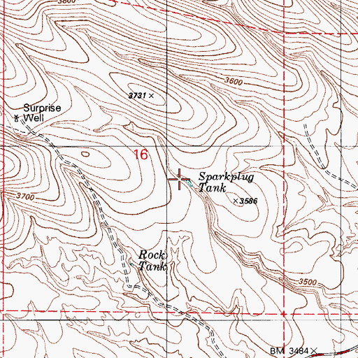 Topographic Map of Sparkplug Tank, AZ