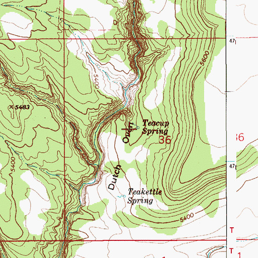 Topographic Map of Teacup Spring, ID
