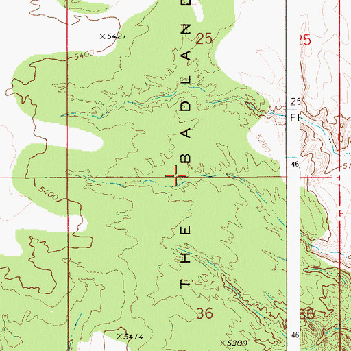 Topographic Map of The Badlands, ID