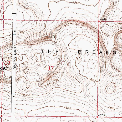 Topographic Map of The Breaks, ID