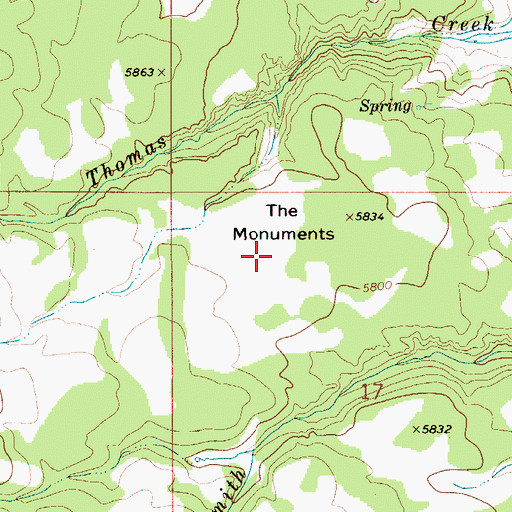 Topographic Map of The Monuments, ID
