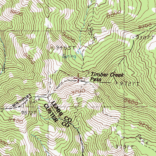 Topographic Map of Timber Creek Pass, ID