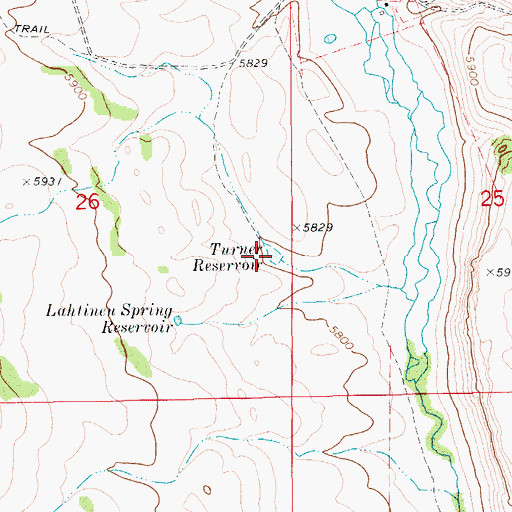 Topographic Map of Turner Reservoir, ID