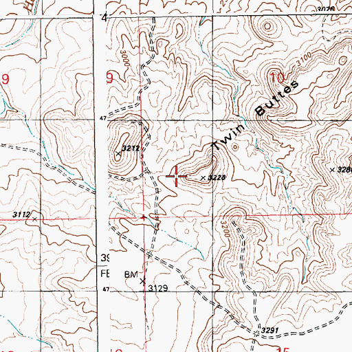 Topographic Map of Twin Buttes, ID