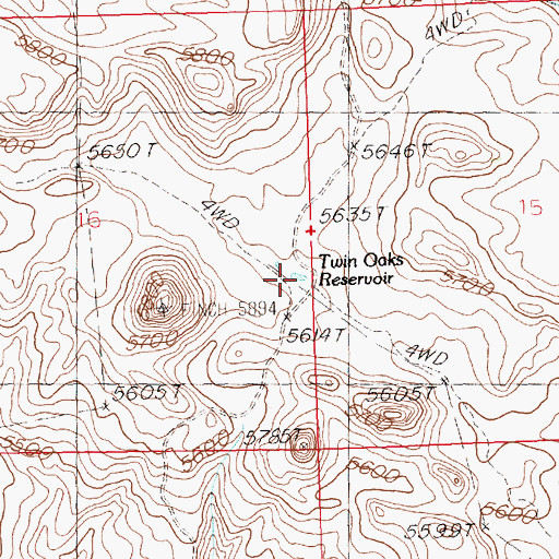 Topographic Map of Twin Oaks Reservoir, ID