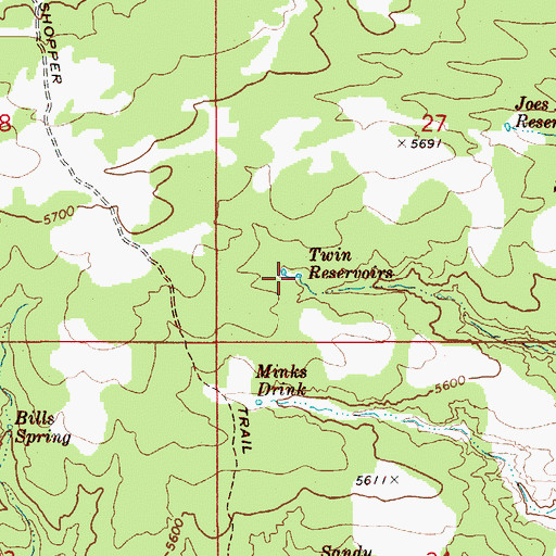 Topographic Map of Twin Reservoirs, ID