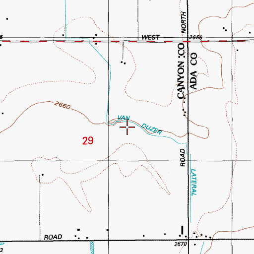 Topographic Map of Van Duzer Lateral, ID