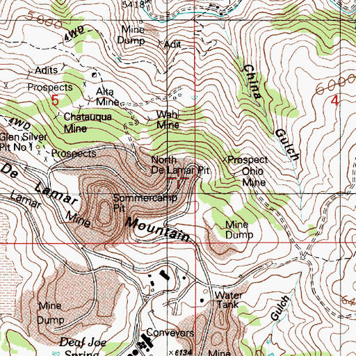 Topographic Map of Voscha Mine (historical), ID