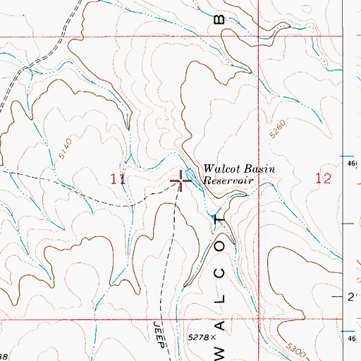 Topographic Map of Walcot Basin Reservoir, ID