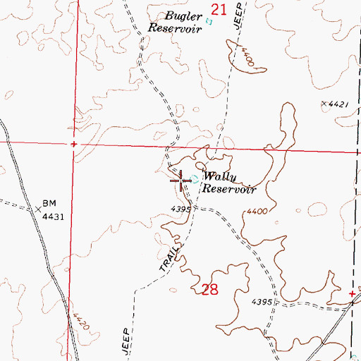 Topographic Map of Wally Reservoir, ID