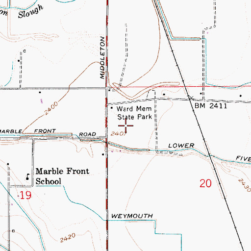 Topographic Map of Ward Memorial State Park, ID