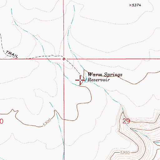 Topographic Map of Warm Springs Reservoir, ID