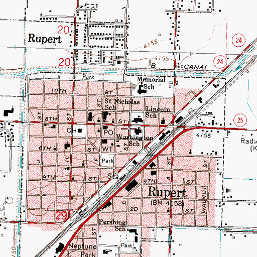 Topographic Map of Washington School, ID
