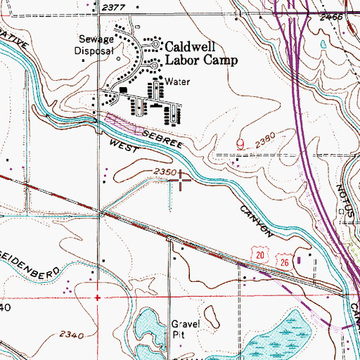 Topographic Map of West Canyon Canal, ID