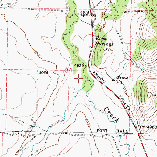 Topographic Map of West Fork Bannock Creek, ID