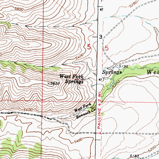 Topographic Map of West Fork Springs, ID