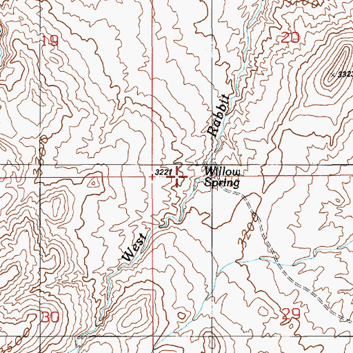 Topographic Map of Willow Spring, ID