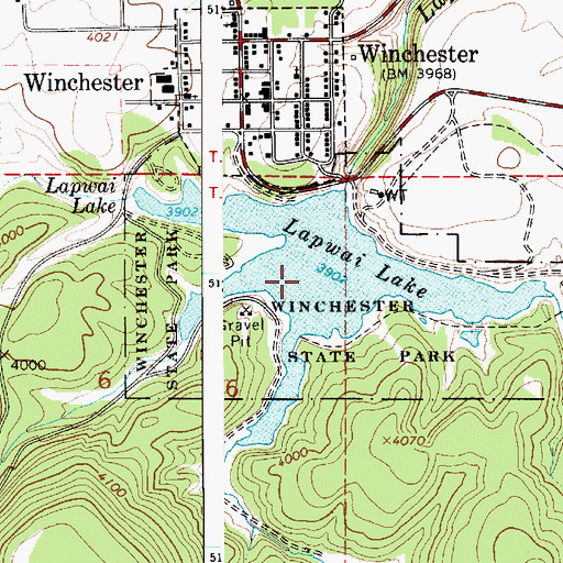 Topographic Map of Winchester State Park, ID