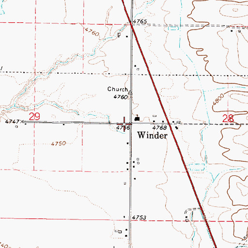Topographic Map of Winder, ID