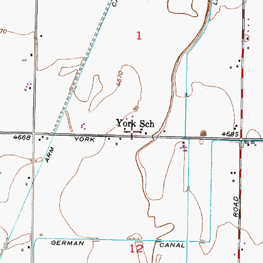 Topographic Map of York School, ID
