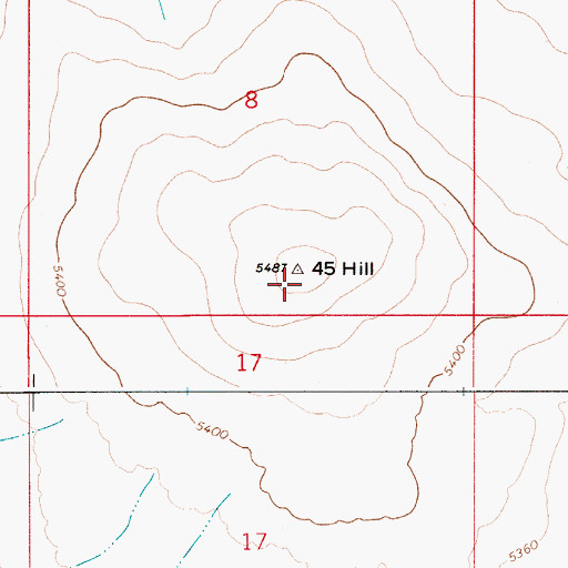 Topographic Map of 45 Hill, ID
