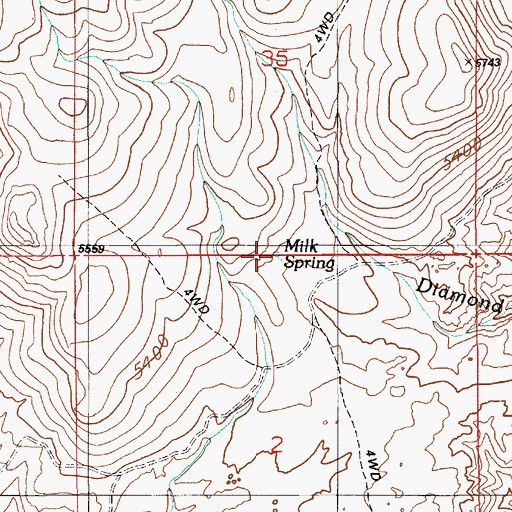 Topographic Map of Milk Spring, ID